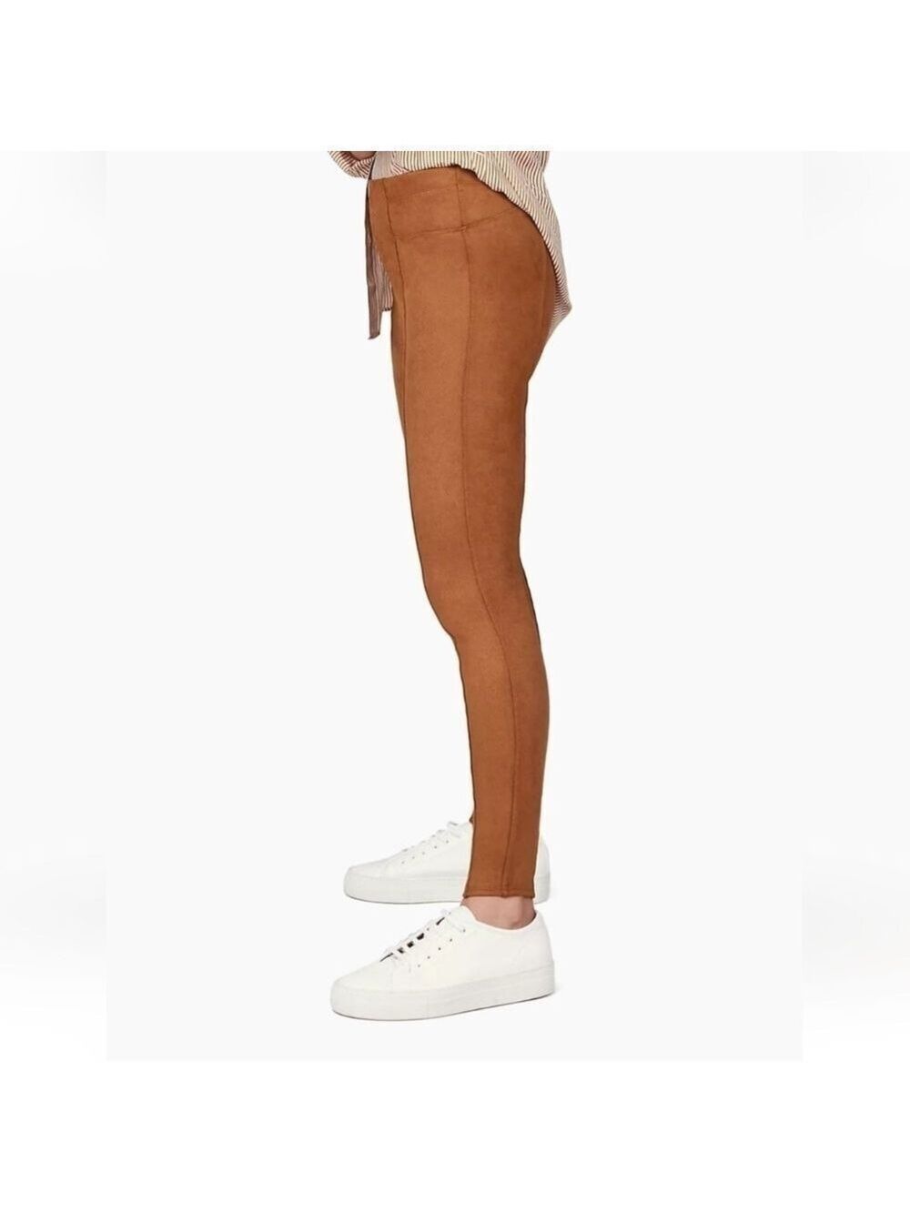 SPANX Camel Faux Suede Leggings Women’s Medium High-Waist Pull-On - Picture 5 of 6